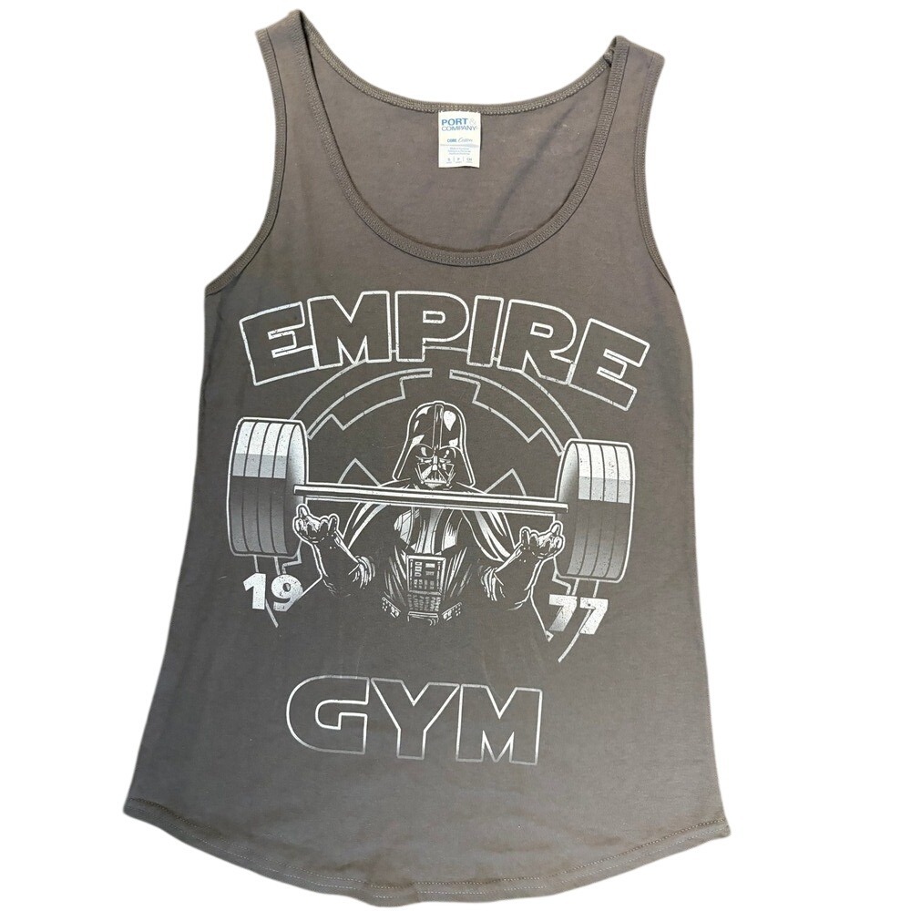 Empire Gym 1977 Darth Vader Tank‎ Top Gray Star Wars Parody Workout Shirt Small